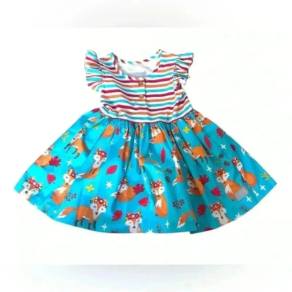 NWOT Eleanor Rose Girls Rami Top Fox Fall Leaves Theme Size 7-8